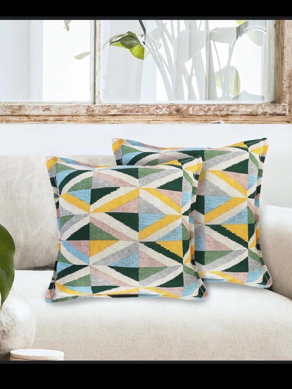 Geometric Multicolor Decorative Throw Pillow Covers Pair